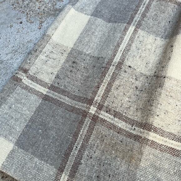 Vintage 90s Jones New York Cream Neutral Wool Plaid Print Wrap Mini Skirt - Picture 14 of 14